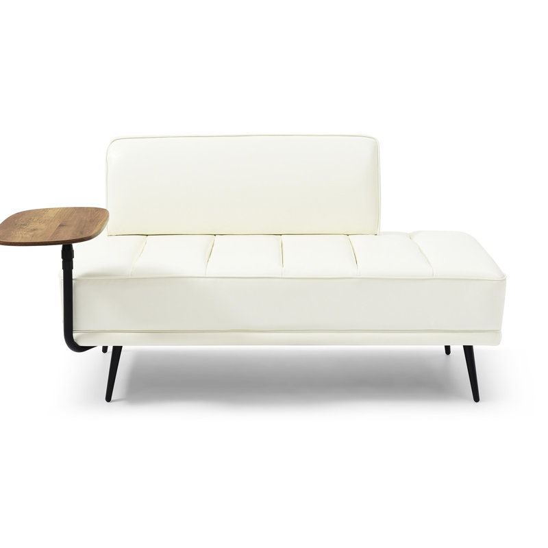 Beige Faux Leather Accent Furniture Bench With Metal Legs And Modern Look 55" Width Pu Rotatable Table Foam Filling