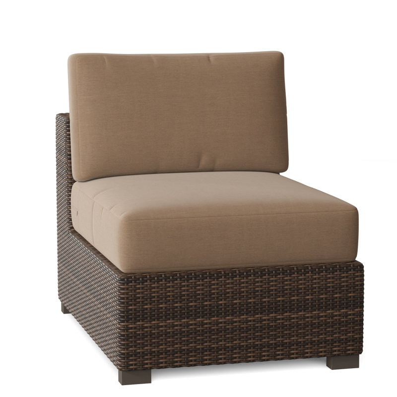 Montecito Premium All-Weather Wicker Outdoor Armless Lounge Chair, Canvas Heather Beige Sunbrella® Canvas
