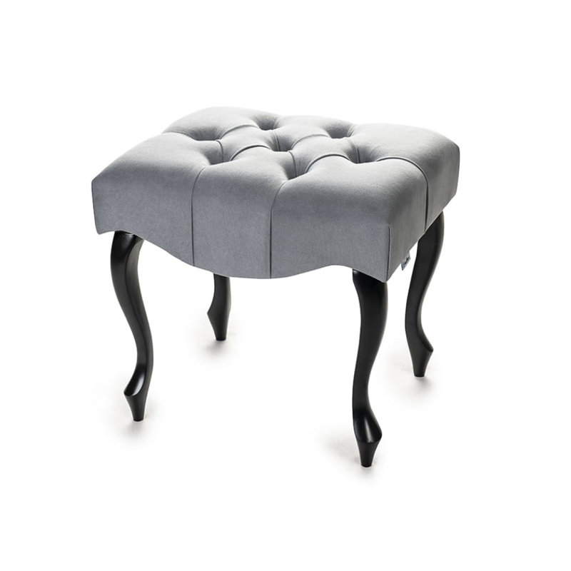 45cm Wide Velvet Tufted Rectangle Footstool Ottoman, Black