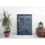 «Fort Worth City Map», reproduction d'impression sur affiche en bleu-24705709