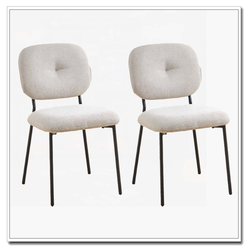 Chaises de salle à manger rembourrées, Noir, Blanc