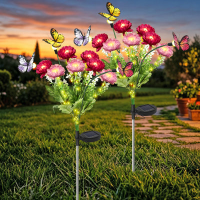 Hoxsie Solar Garden Lights, Latest Swaying Flower And Butterfly Lights Solar Outdoor Lights,Mother's Day Gift(Set of 2)