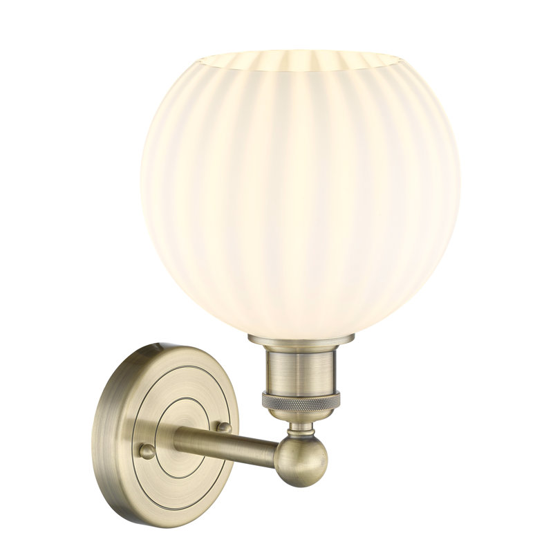 Applique murale 1 lumière Edison Venetian, H 12,25 po x l 8 po x P 8,5 po, Laiton antique