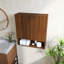 Armoire de salle de bain murale à rayures, avec portes, tablette et compartiment de rangement ouvert, couleur grain de bois noyer Drak-1502930365