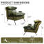 Fauteuil d'appoint moderne en chenille, structure en métal et tissu rembourré, 81 cm de large, avec appui-tête moelleux, vert.-1155542511