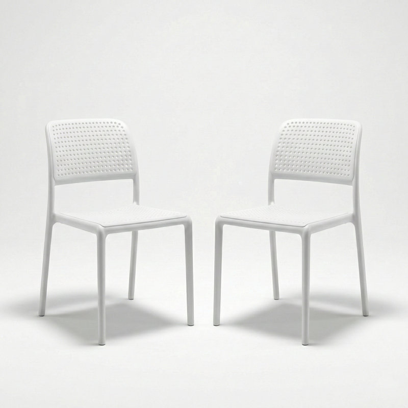 Dululu Stacking Patio Dining Side Chair, White
