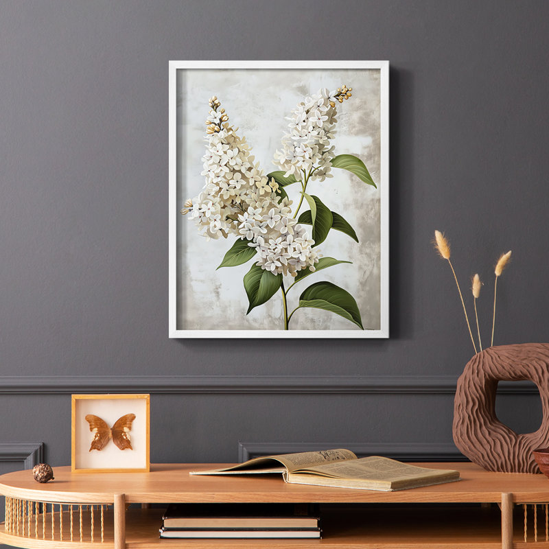 Série FLORAL CCLIX - reproduction encadrée de qualité supérieure - prête à être accrochée - aucun clou requis, Blanc
