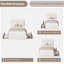 Structure de lit simple tapissier crème beige avec tête de lit nuage ajustable et 2 tiroirs de rangement-1359672245
