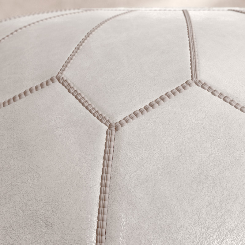 Repose-pieds en cuir marocain Cherise, Blanc cassé