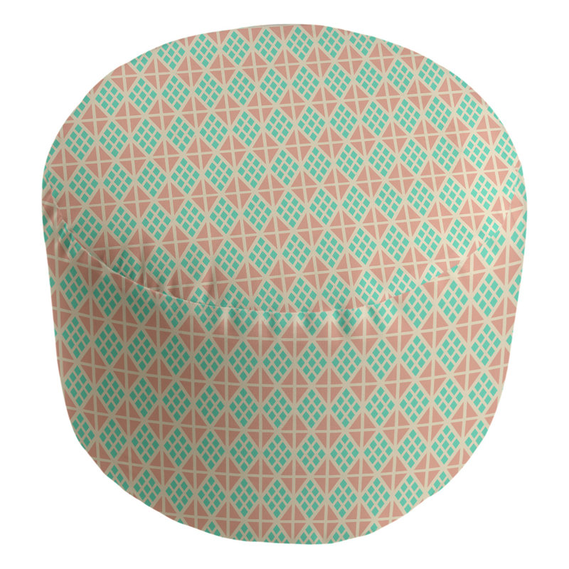 Avicia Upholstered Pouf, Teal/Coral