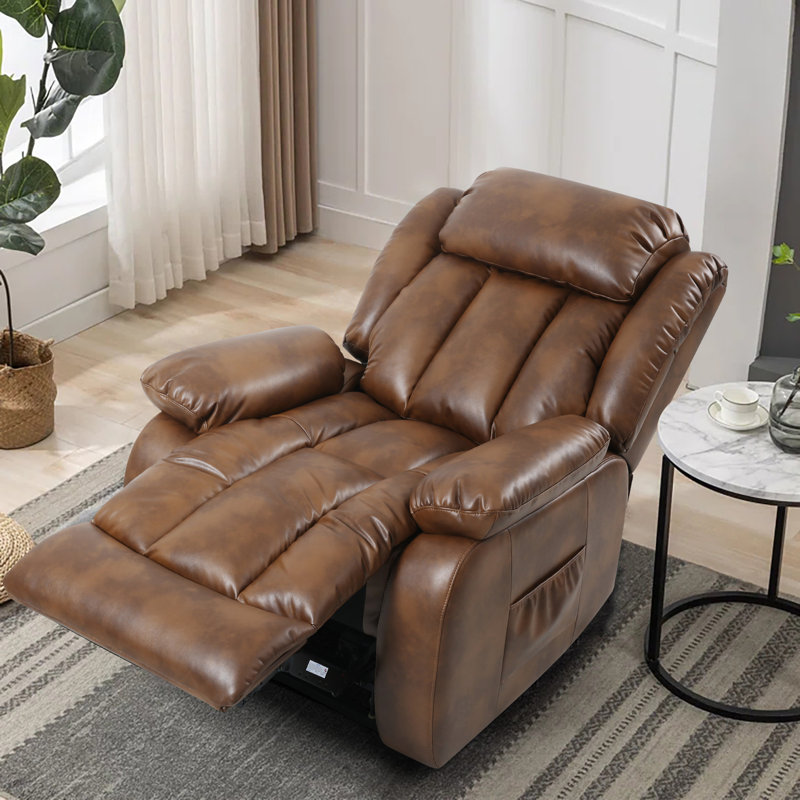 Fauteuil inclinable électrique Brennin, Similicuir ocre