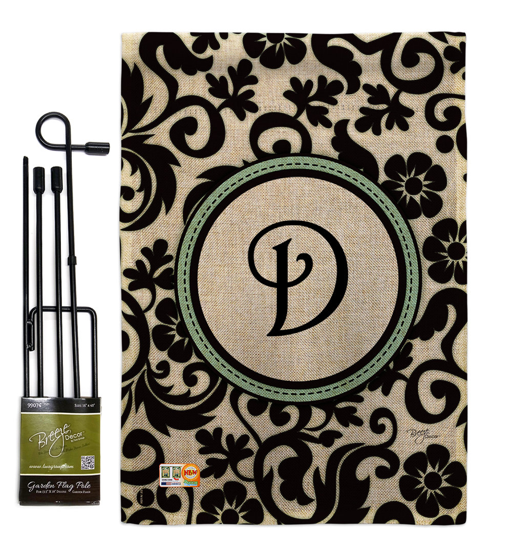 Libourne Double Sided 18.5'' H x 13'' W Polyester Flag Set Winston Porter Monogram 