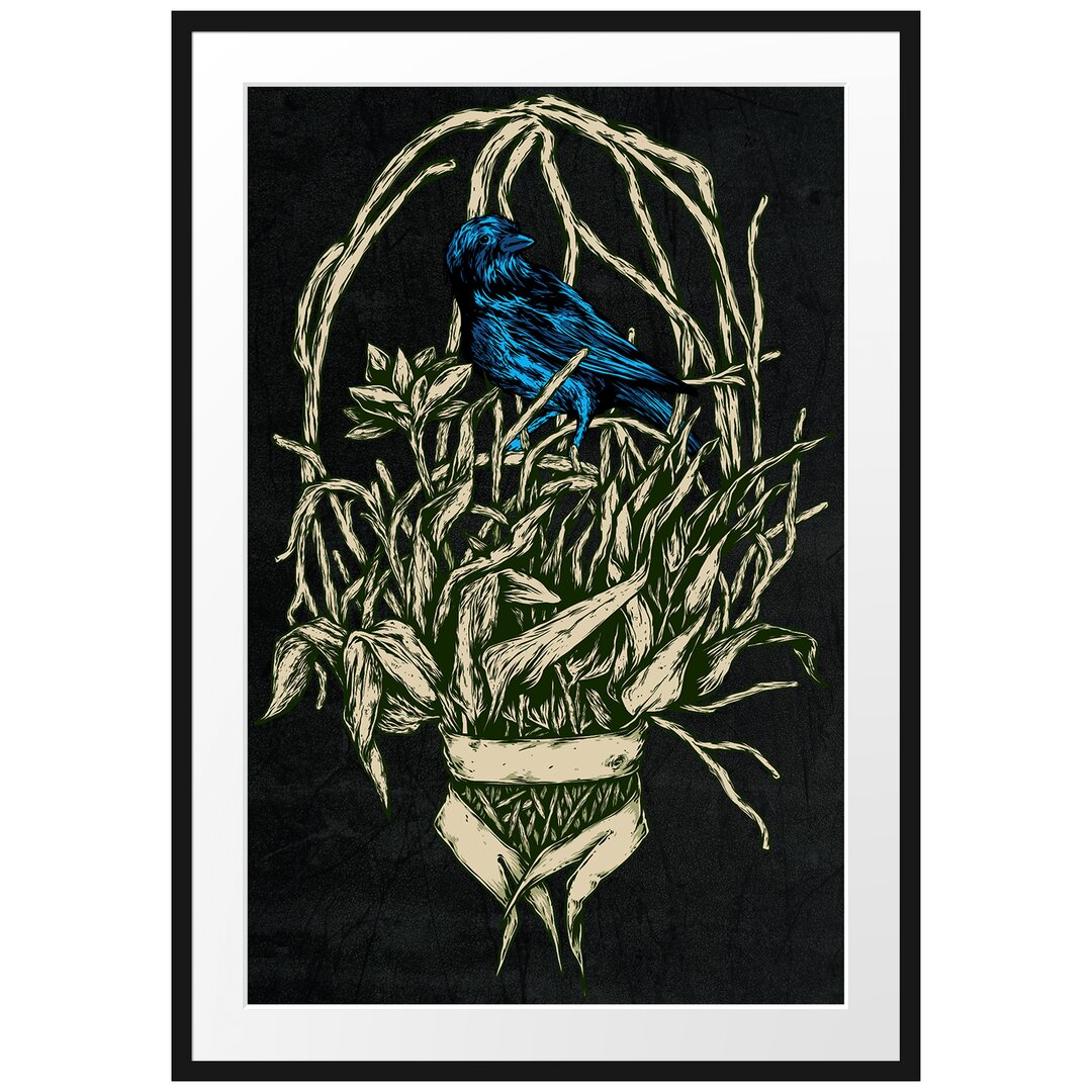 Gerahmtes Poster Blue Bird Black