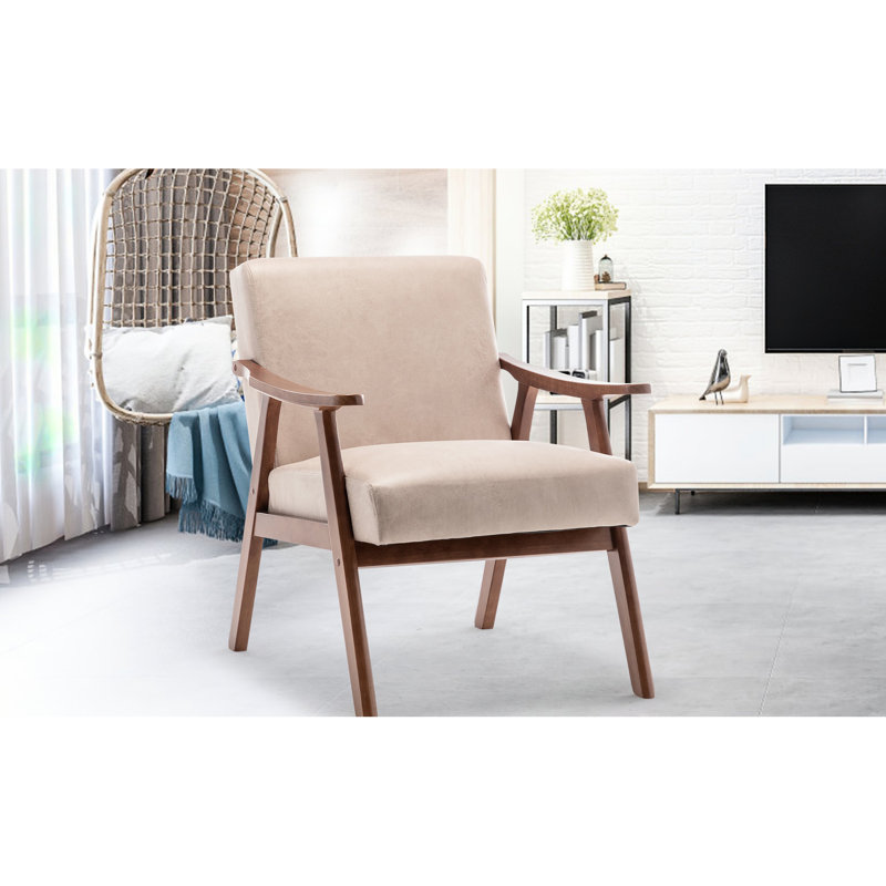 Fauteuil l 26,37 po Jamesina, Tissu chameau clair