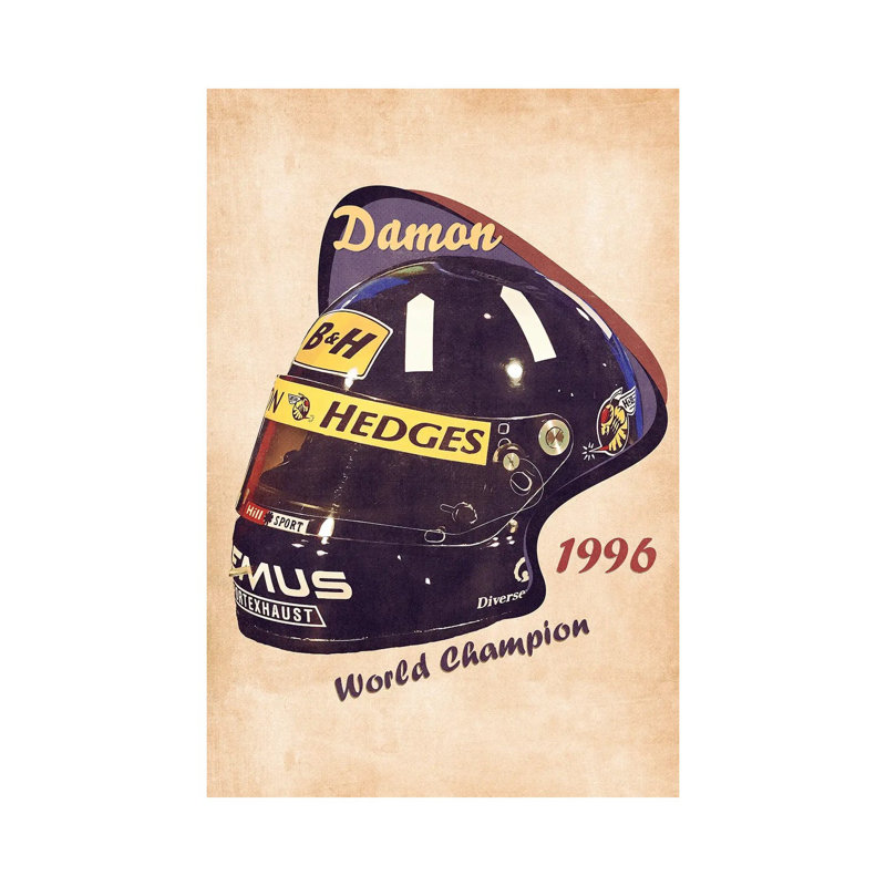 Damon Hill's Helmet Retro 1 Piece Wrapped Canvas Painting, 20.32 cm H x 30.48 cm W