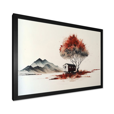 «Red Watercolor Tree» par a Little Countryhouse I - reproduction sur toile