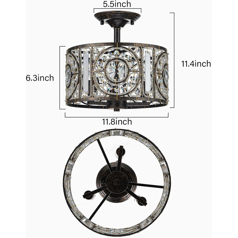 Retro Crystal Drum Pendant Light