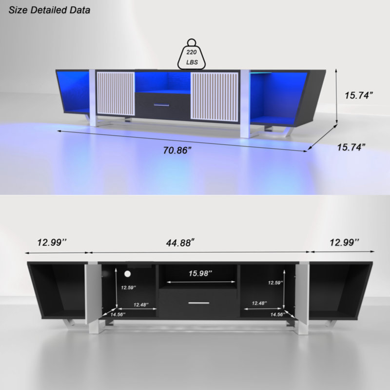 TV Console With Large Storage Cabinets