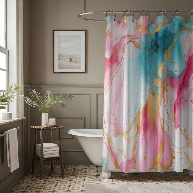 Rideau de douche standard en métal métallique 1 pièce, H 74 po x l 71 po