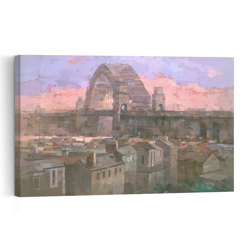 Sydney Bridge Twilight Impressionist Abstract Contemporary Architecture City Wall Art Print 1 Piece Wrapped Canvas Wall Art