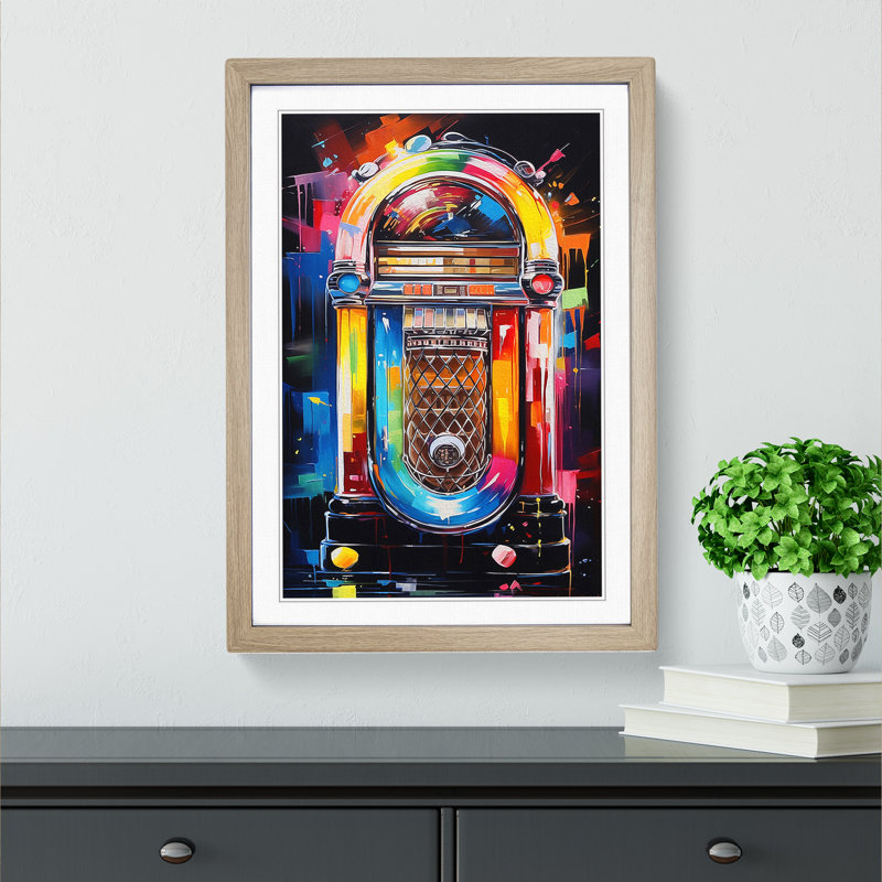 Jukebox Abstract Framed Print, Oak Framed, 34cm H x 25cm W x 2cm D