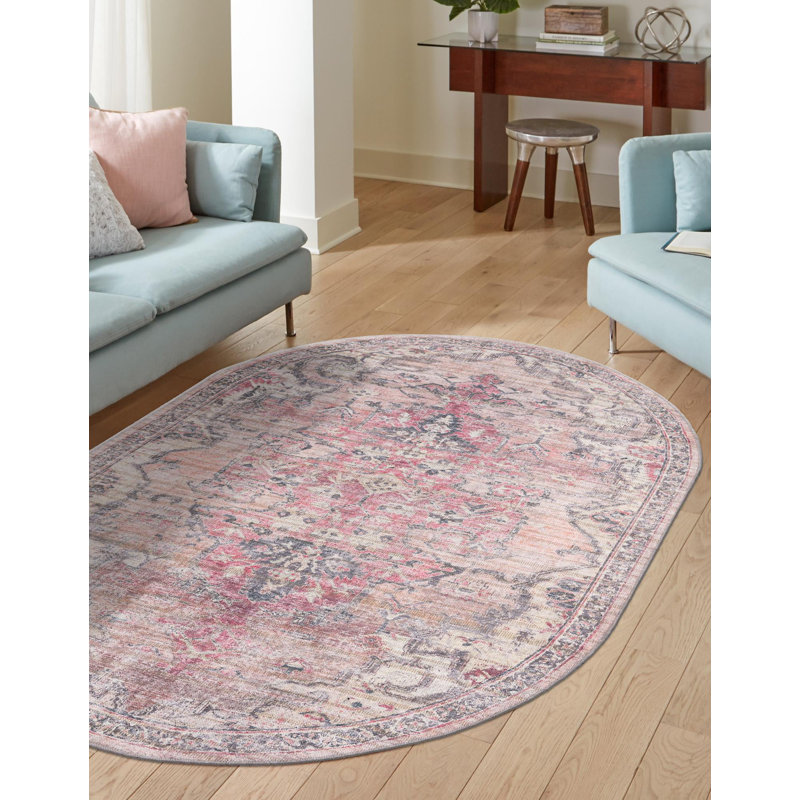 Engelman Washable Oriental Indoor Rug, Oval 7'10" x 10'