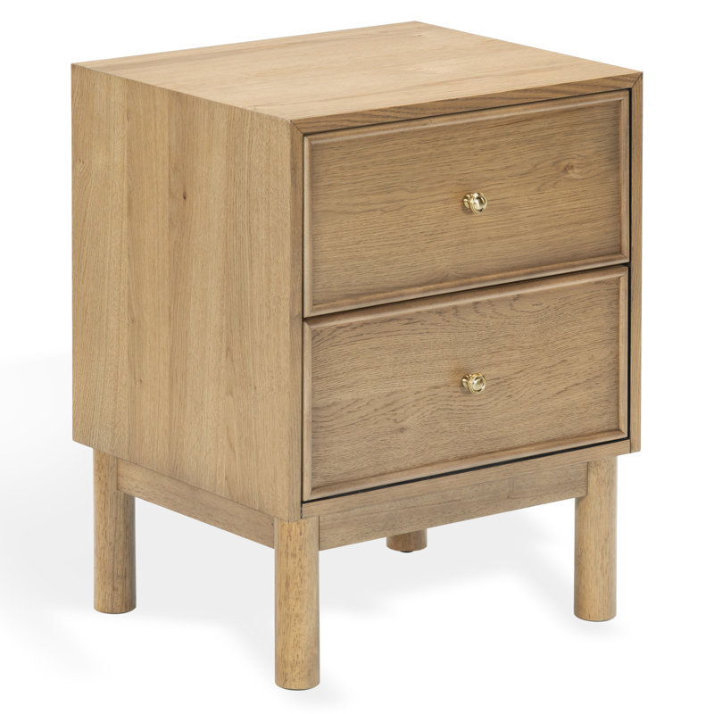 Orion 2 Drawer Wood Nightstand, Brown Oak