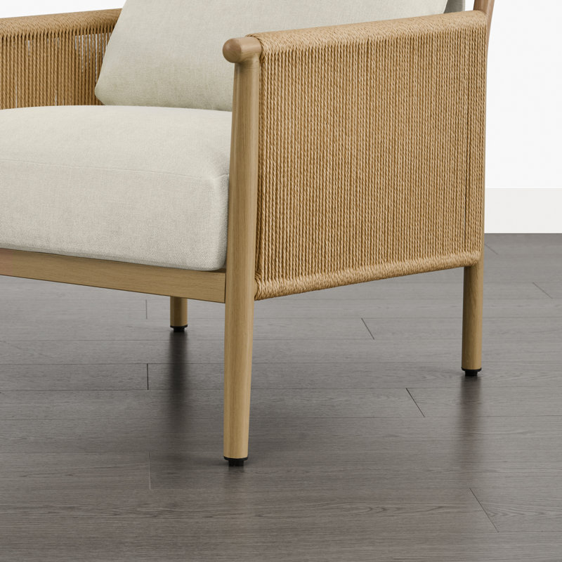 Boho-inspired Upholstered Accent Chair, Natural, Linen
