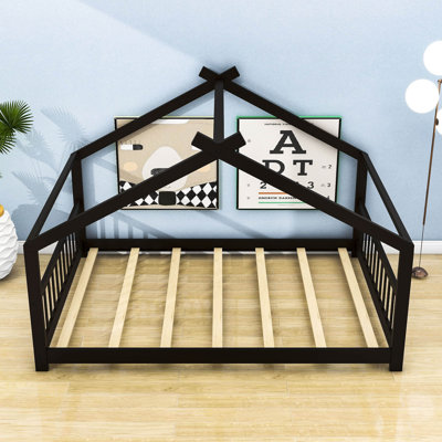Esenler Wooden House Platform Bed with Headboard
