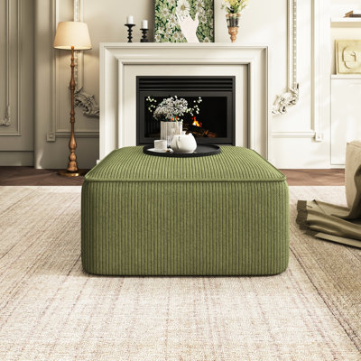 Velours côtelé olive au design épuré et confortable - structure porteuse, produit polyvalent de style contemporain de 19,4 lb, largeur de 29,84 po