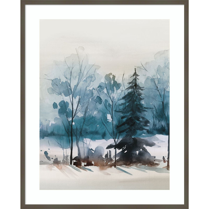 Dusty Blue Trees III by Isabelle Z Wood Framed Wall Art Print, 25" H x 21" W