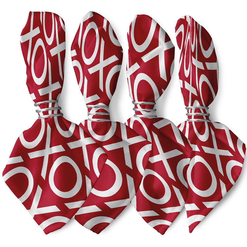 Lashondria Polyester Geometric Square Napkin, Red