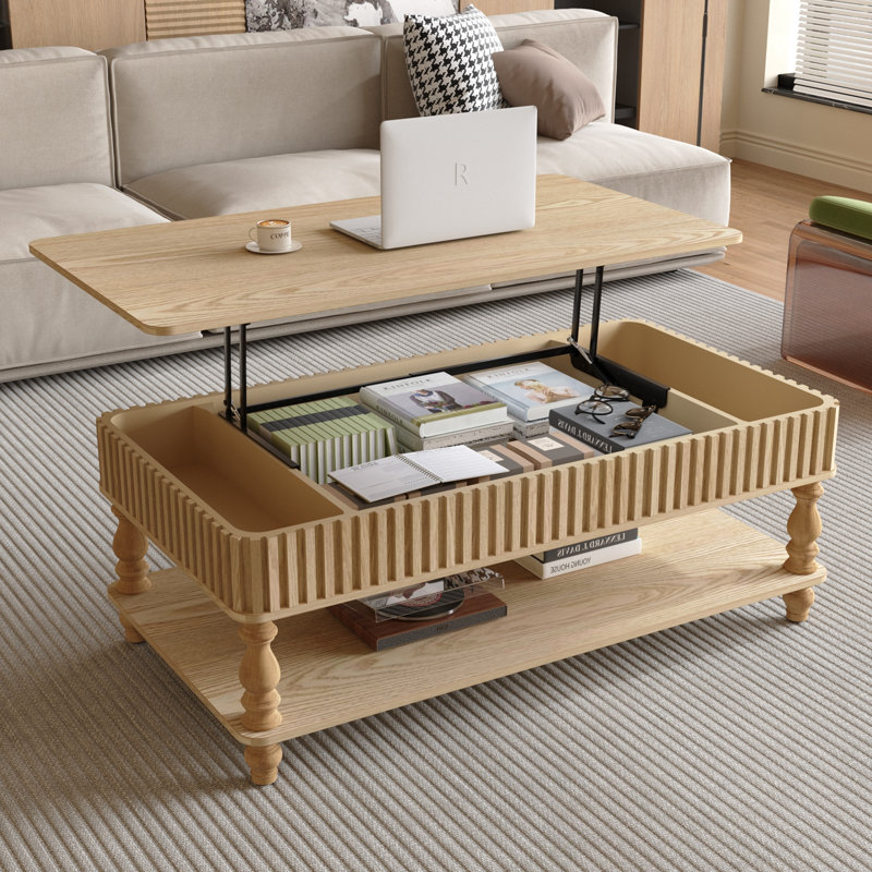 Plateau relevable avec rangement, Naturel