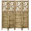 Paravent en bois, paravent double à 4 panneaux pour bureau à domicile, 63 po x 67 po x 0,75 po, brun