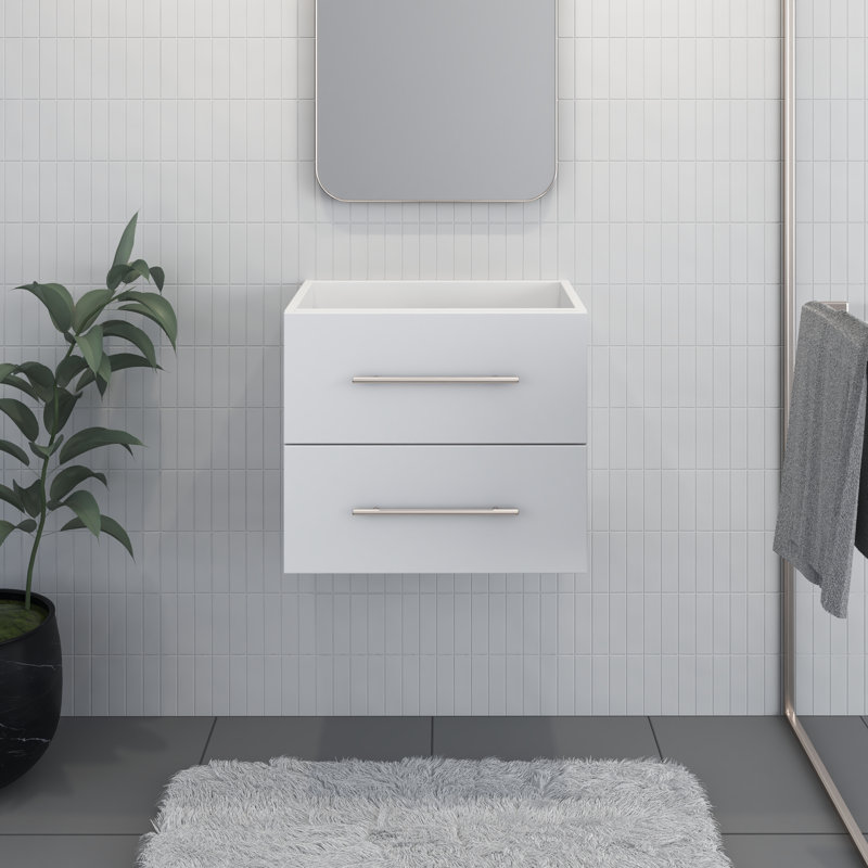 Base de salle de bain simple à fixation murale 23,5 po meuble-lavabo Abdirahman, Noir