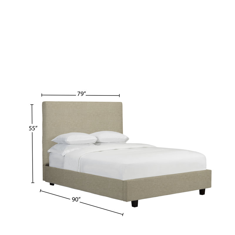 Lit plateforme avec rangement rembourré Harworth, Beige, Très grand