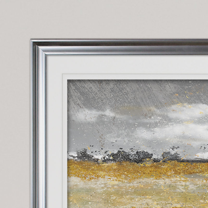 « pré scintillement ii », reproduction de peinture acrylique encadrée, Argent, H 30 po x l 40 po x P 1,5 po