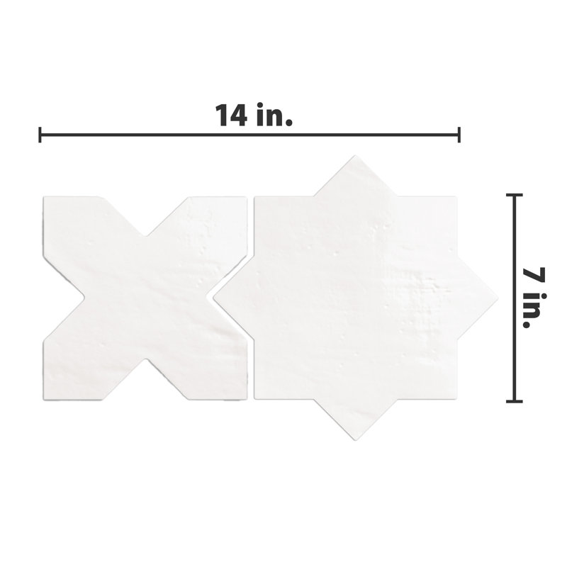 Argile Star with Cross 7 In. X 14 In. Porcelain Floor And Wall Tile Kit, Beige