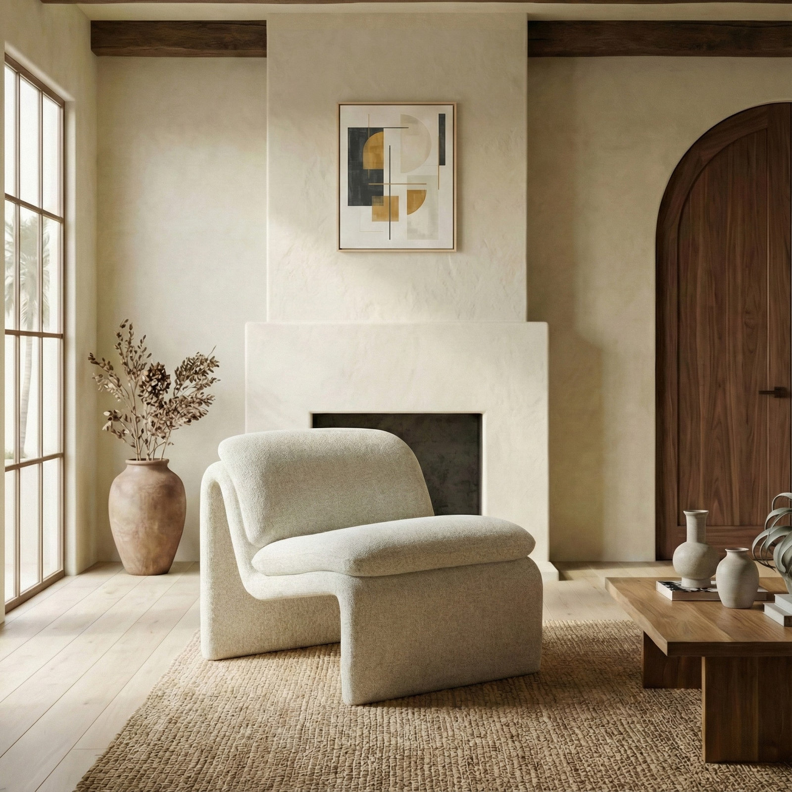 Piara Upholstered Accent Chair, Taupe