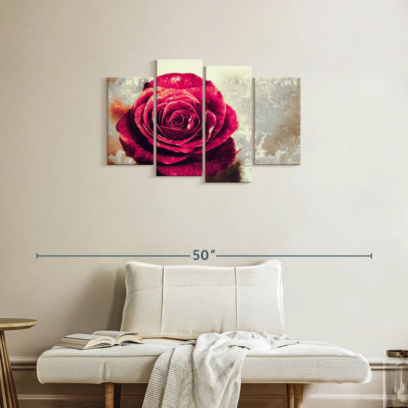 Harnek Textured Grunge Rose, 22'' H x 36'' W