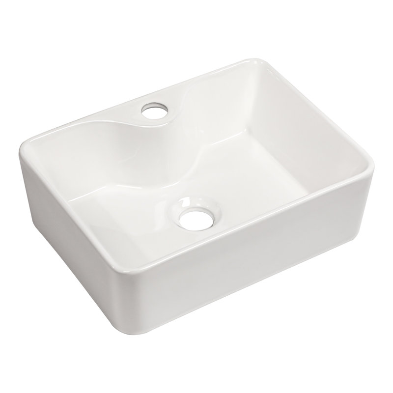 Rectangular Ceramic Vessel Sink 16"X12" - Modern, White, Acid Resistance, Bathroom Use Stain , Easy Installation
