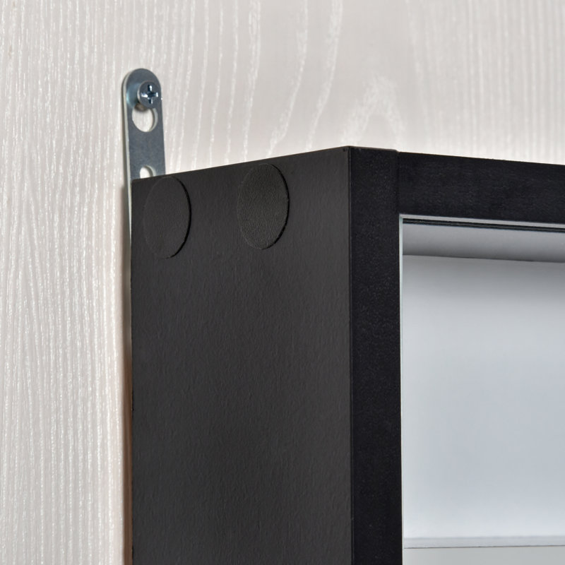 Black and White Wall Mounted Display Cabinet with Adjustable Shelves