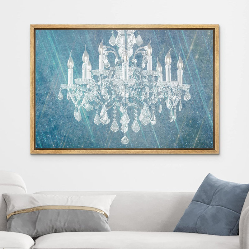 «Blue Pastel Paint», lustre en cristal blanc, lumières de style, contemporain, relax, calme, art mural sur toile