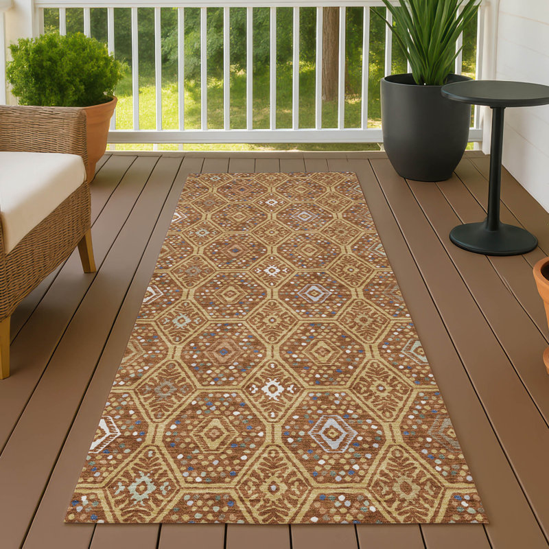 Tapis lavable à la machine intérieur / extérieur ACN2471 Global Chantille, Doré, Tapis de couloir 2 pi 3 po x 7 pi 6 po