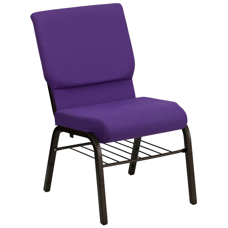 Chaise d'église en tissu 18,5 po Bernardston, Métal avec veines dorées, Mauve