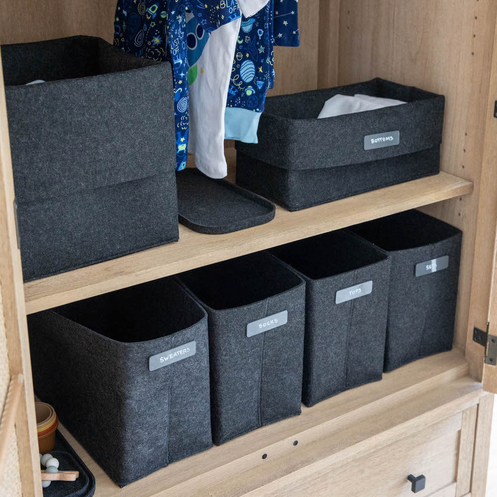 Flex Felt Wool Storage Bin, Black