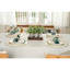Plateau en bois avec 3 pots galvanisés et plantes d'eucalyptus artificiels pour tables basses, de salle à manger et de cuisine - Brun