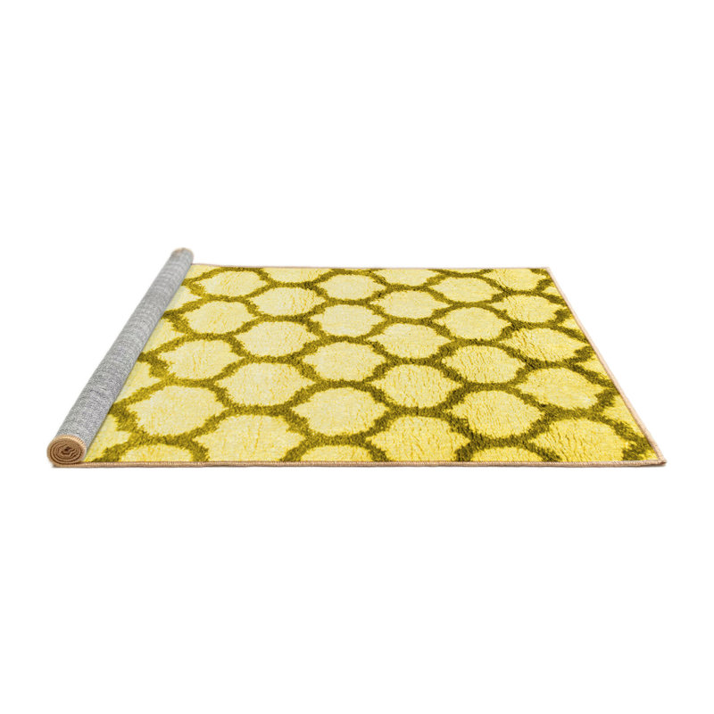 Tapis contemporains jaunes lavables à la machine 650, Carré 5 pi
