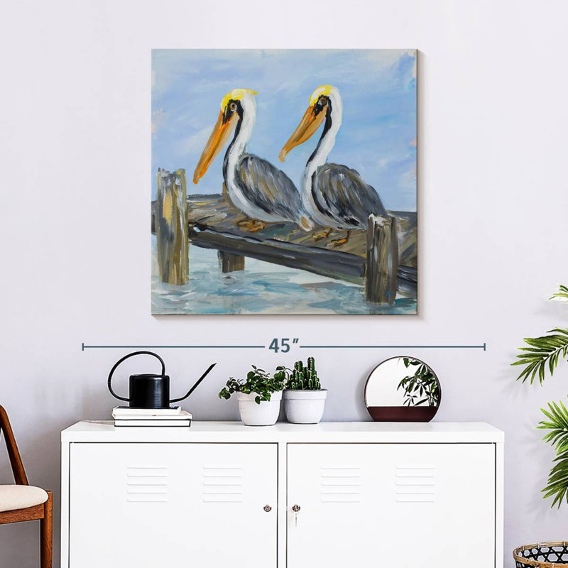 Brampt Pelicans On Deck, 30" H x 30" W