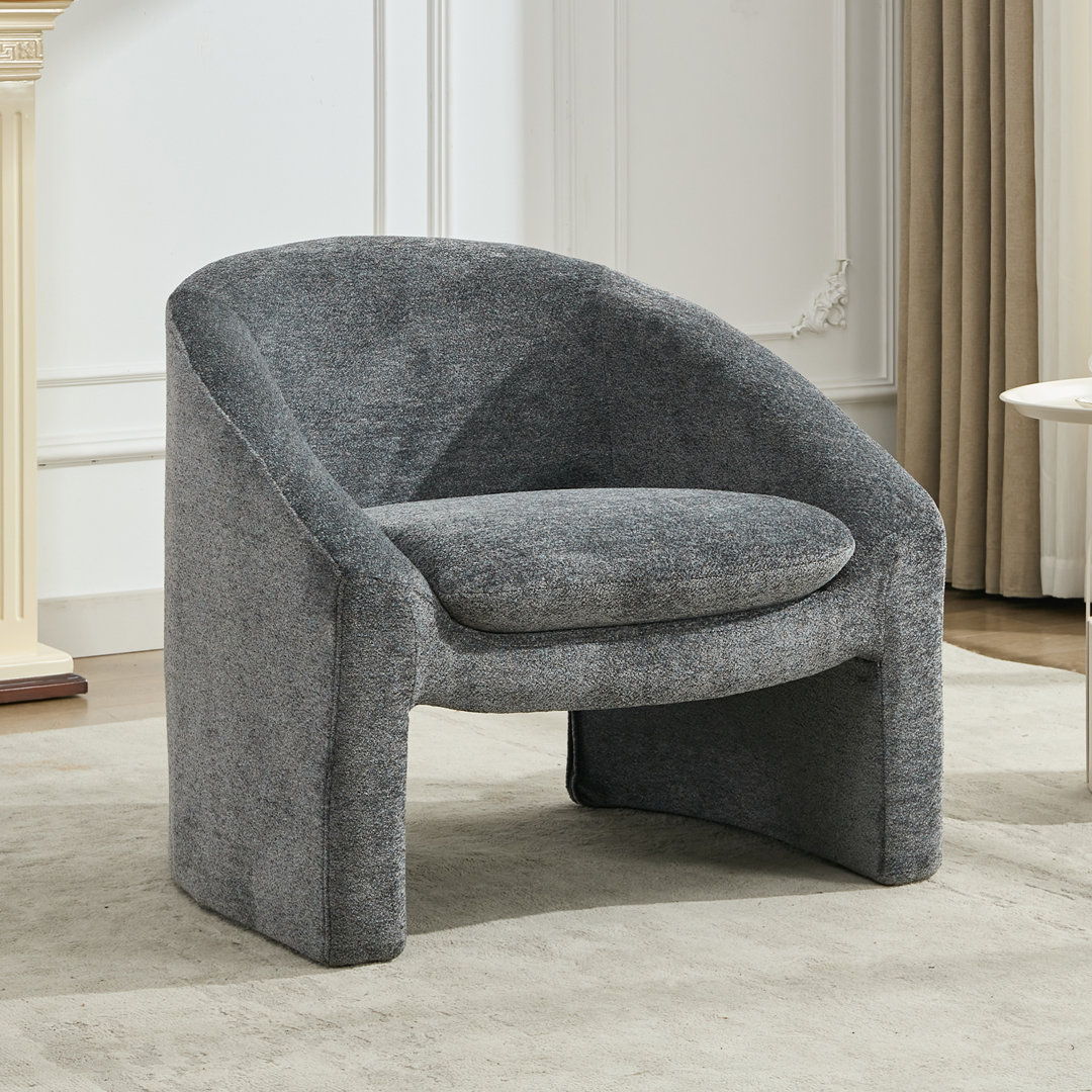 Modern Upholstered Barrel Accent Chair Cozy Round Boucle Arm Chair For Living Room, Guest Room Ivy Bronx Upholstery 